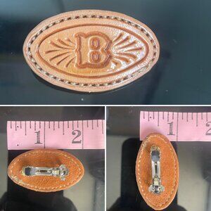 Leather Hair Clip 'B' Initial - 2" x 1"